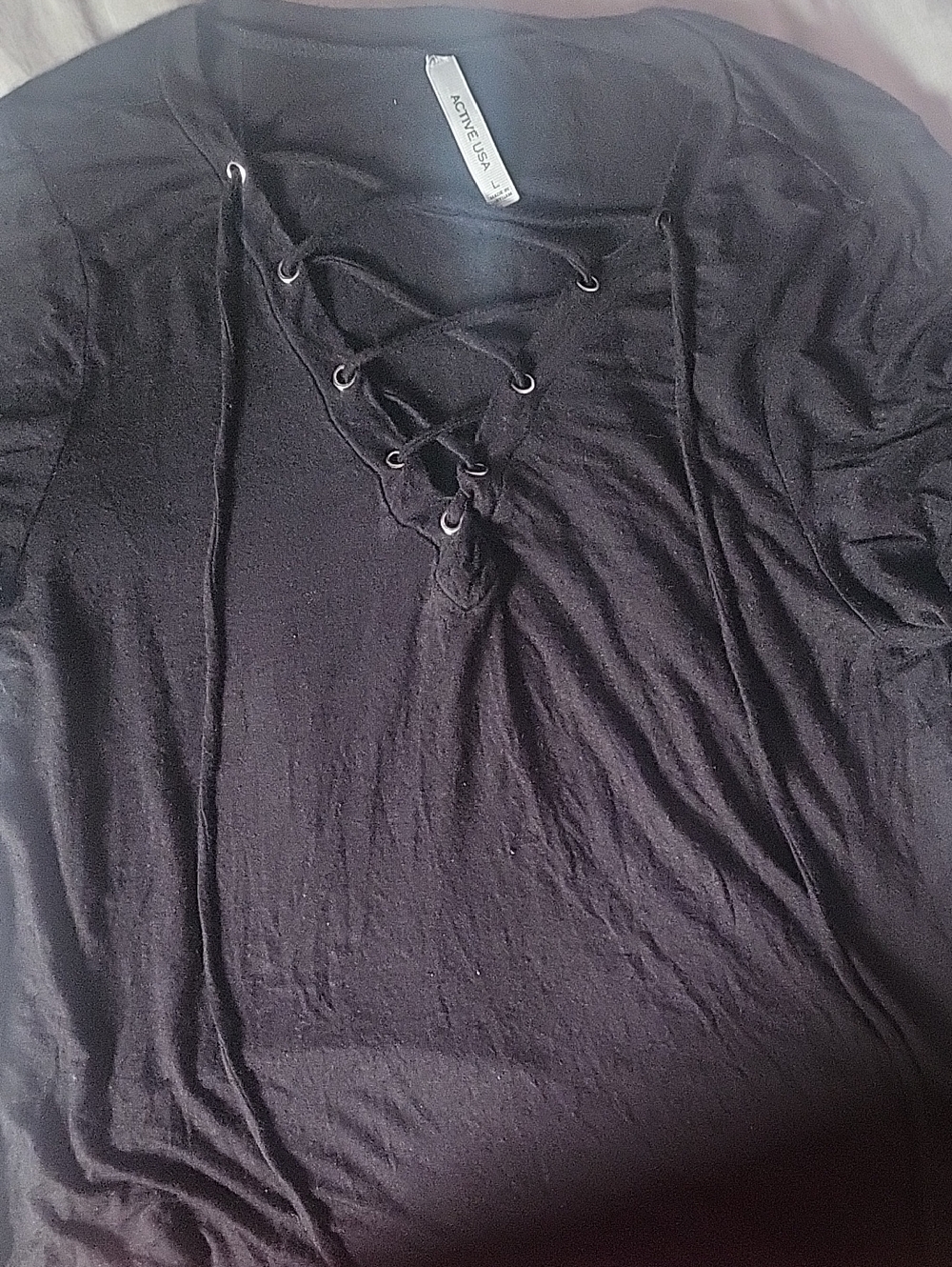 Black Lace-Up Top